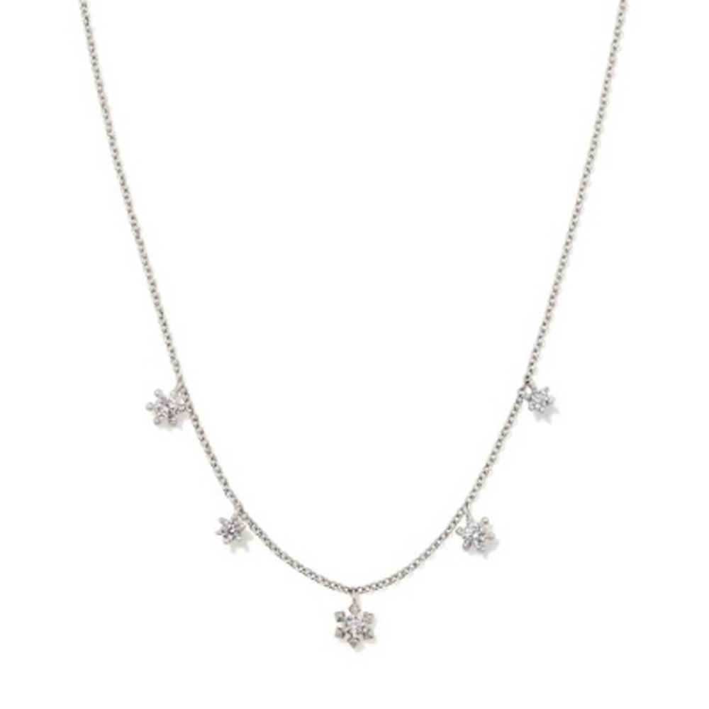 Kendra Scott Clara Strand Necklace Silver Whimsy Snowflake Charms Small NWT